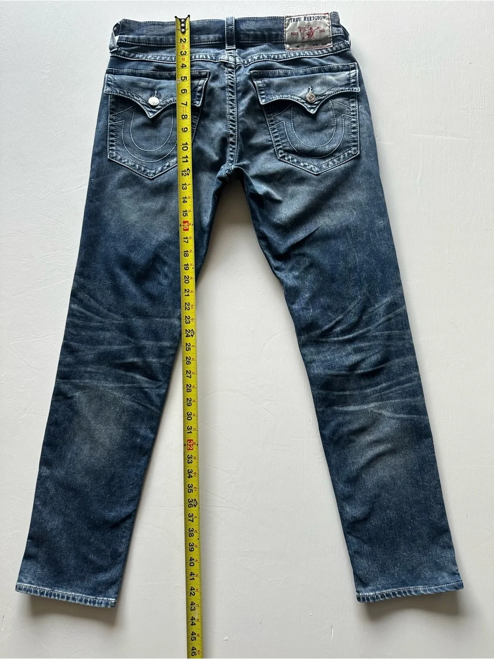 True Religion Men's Faded Blue Slim Straight Jeans